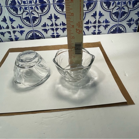 Vintage candleholders lot clear glass floral pattern & frosted crackle globe set - Picture 16 of 16